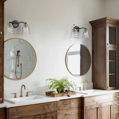 Luminaires de salle de bain modernes Ora à intensité variable, noirs et dorés