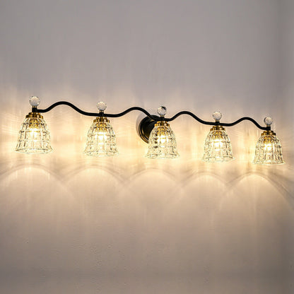 Luminaires de salle de bain modernes Ora à intensité variable, noirs et dorés