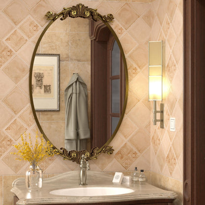 Miroir mural ovale vintage baroque orné