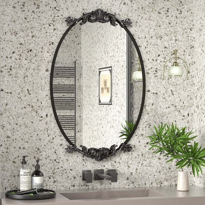 Miroir mural ovale vintage baroque orné