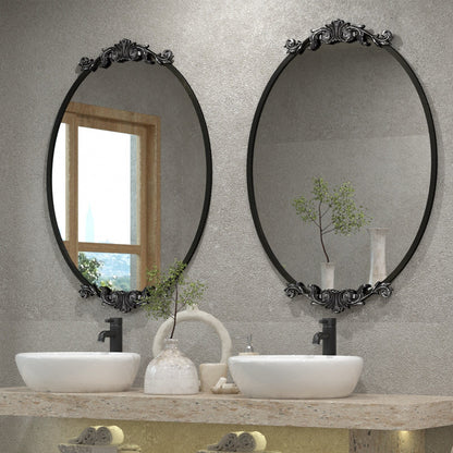 Miroir mural ovale vintage baroque orné