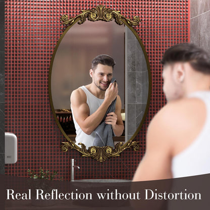 Miroir mural ovale vintage baroque orné